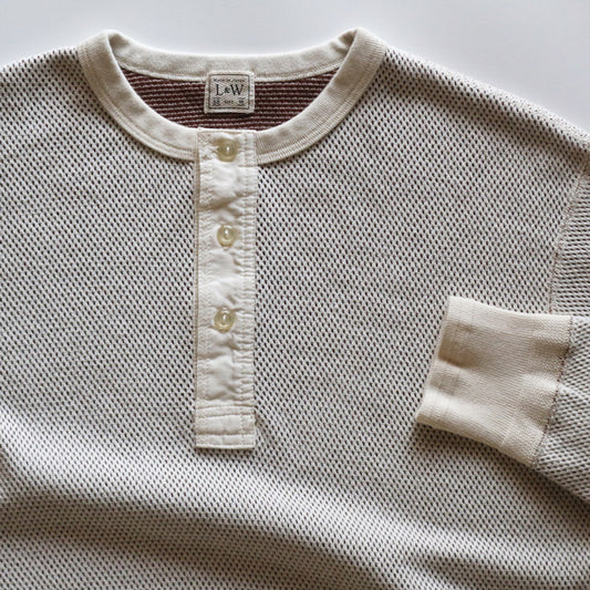 ループアンドウェフト LRH1036 DOUBLE FACE HEX HONEYCOMB HENLEY NECK THERMAL V.IVORY ヘンリーネックサーマル ヴィンテージアイボリー メンズ