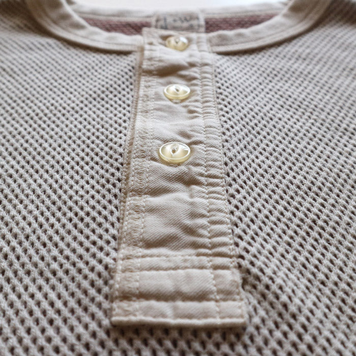 ループアンドウェフト LRH1036 DOUBLE FACE HEX HONEYCOMB HENLEY NECK THERMAL V.IVORY ヘンリーネックサーマル ヴィンテージアイボリー メンズ