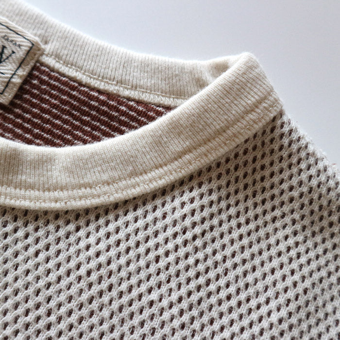 ループアンドウェフト LRH1036 DOUBLE FACE HEX HONEYCOMB HENLEY NECK THERMAL V.IVORY ヘンリーネックサーマル ヴィンテージアイボリー メンズ