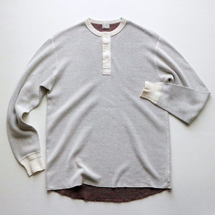 ループアンドウェフト LRH1036 DOUBLE FACE HEX HONEYCOMB HENLEY NECK THERMAL V.IVORY ヘンリーネックサーマル ヴィンテージアイボリー メンズ