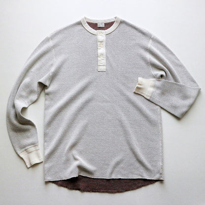 ループアンドウェフト LRH1036 DOUBLE FACE HEX HONEYCOMB HENLEY NECK THERMAL V.IVORY ヘンリーネックサーマル ヴィンテージアイボリー メンズ