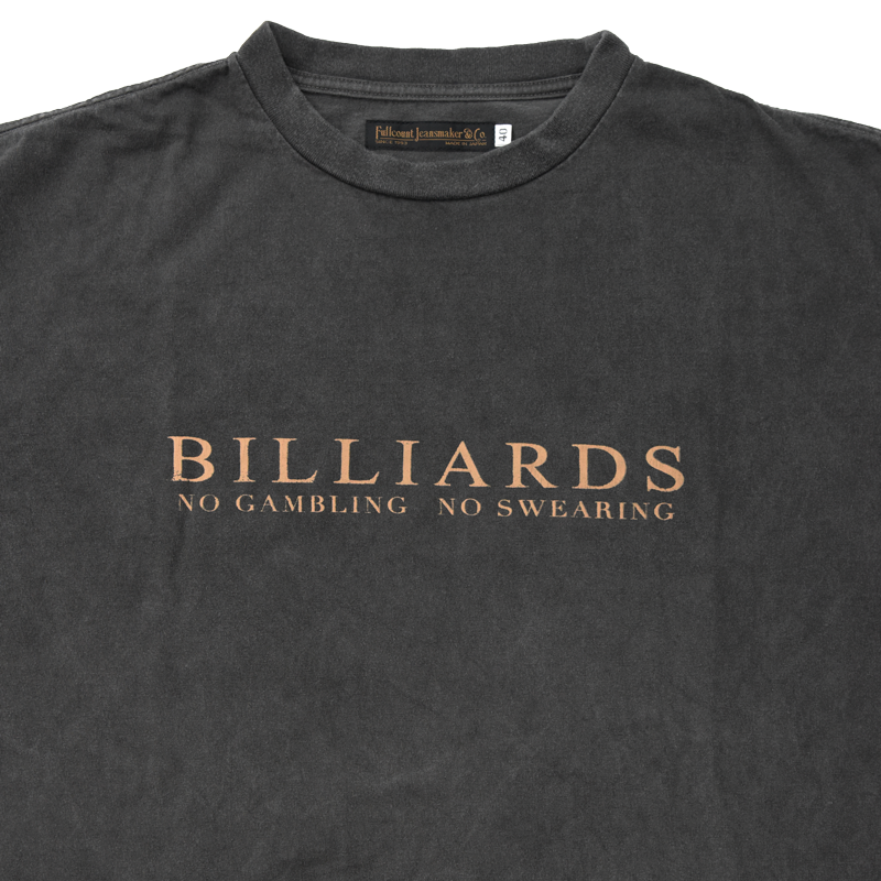 フルカウント 5024-2 Billiards 後染黒色 プリント Tシャツ ブラック