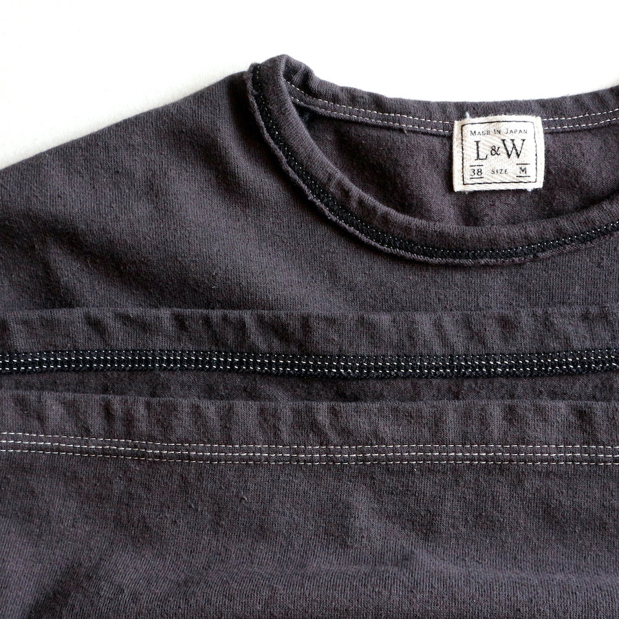 ループアンドウェフト LRC1091 RECYCLED NEP PLATING DOT SEAM S/S CREWNECK ショートスリーブクルーネック A. BLACK