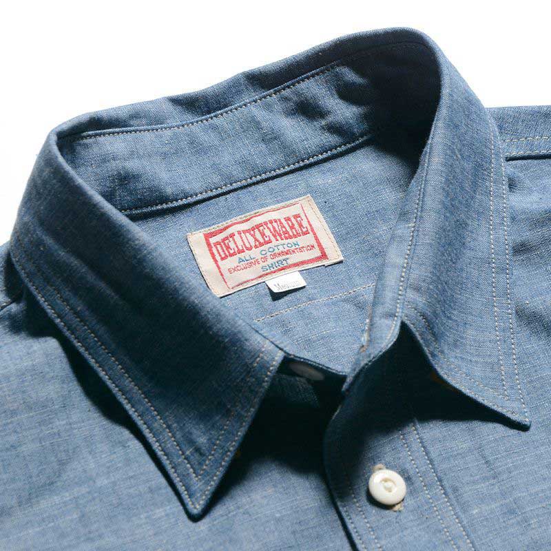 25SS デラックスウエア 7623 56 INDIGO CHAMBRAY インディゴ ワンウォッシュ メンズ 長袖 シャンブレー シャツ