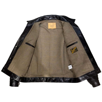 Y'2LEATHER×UNIQUE JEAN STORE別注企画【COTAN[PEKO]】ブラック メンズ レザー ジャケット ファーストタイプ