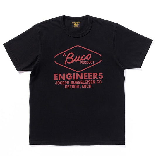 ブコ BC24003 BUCO TEE / ENGINEERS ブラック 030 メンズ 半袖 プリント Tシャツ バインダーネック バックプリント