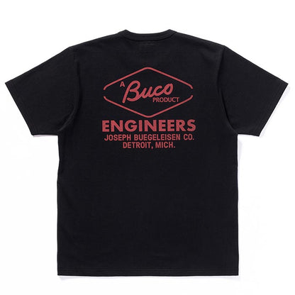 ブコ BC24003 BUCO TEE / ENGINEERS ブラック 030 メンズ 半袖 プリント Tシャツ バインダーネック バックプリント