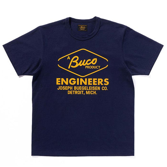 ブコ BC24003 BUCO TEE / ENGINEERS ネイビー 140 メンズ 半袖 プリント Tシャツ バインダーネック バックプリント