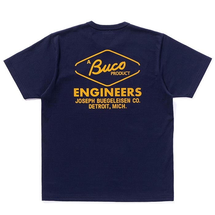 ブコ BC24003 BUCO TEE / ENGINEERS ネイビー 140 メンズ 半袖 プリント Tシャツ バインダーネック バックプリント