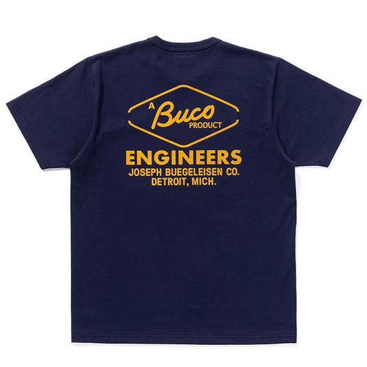 ブコ BC24003 BUCO TEE / ENGINEERS ネイビー 140 メンズ 半袖 プリント Tシャツ バインダーネック バックプリント