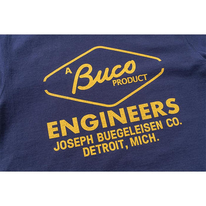 ブコ BC24003 BUCO TEE / ENGINEERS ネイビー 140 メンズ 半袖 プリント Tシャツ バインダーネック バックプリント