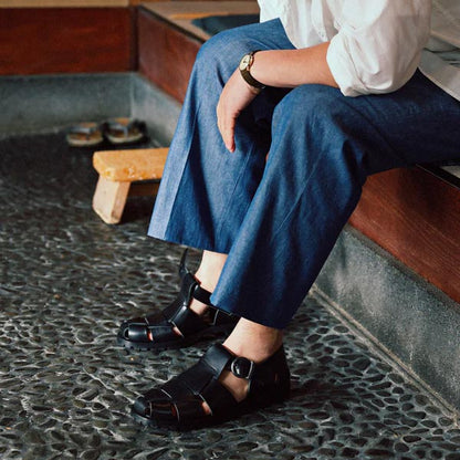 ブラザーブリッジ R011 HEMINGWAY VEGETABLE BLK/COW ヘミングウェイ ブラック メンズ レザー フィシャーマンサンダル