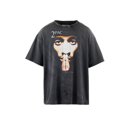 セントマイケル SM-HR8-0000-C14 2PAC 2PC_SS TEE / BLACK メンズ 半袖 プリント Tシャツ バックプリント 2PAC コラボ