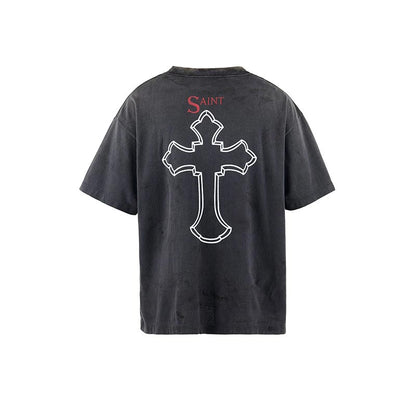 セントマイケル SM-HR8-0000-C14 2PAC 2PC_SS TEE / BLACK メンズ 半袖 プリント Tシャツ バックプリント 2PAC コラボ