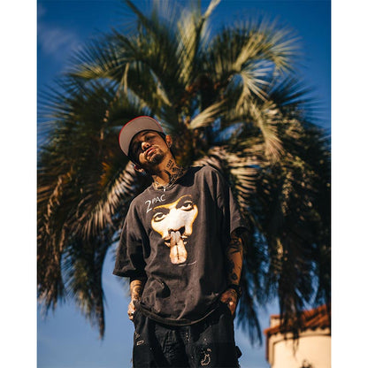 セントマイケル SM-HR8-0000-C14 2PAC 2PC_SS TEE / BLACK メンズ 半袖 プリント Tシャツ バックプリント 2PAC コラボ