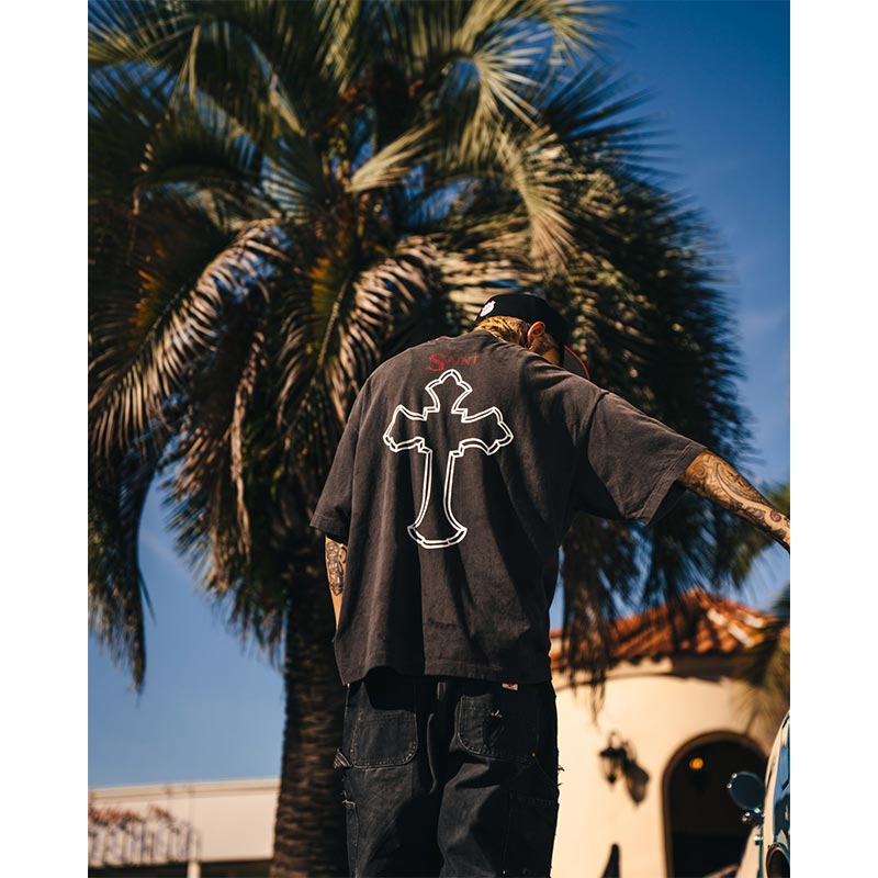 セントマイケル SM-HR8-0000-C14 2PAC 2PC_SS TEE / BLACK メンズ 半袖 プリント Tシャツ バックプリント 2PAC コラボ