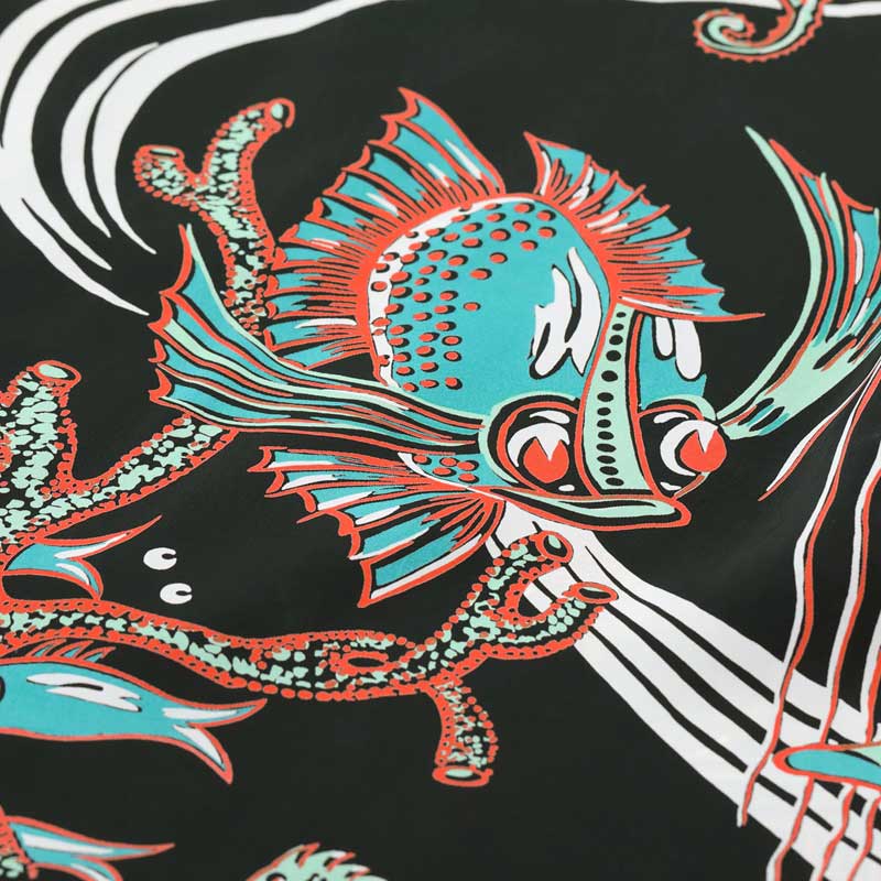 サンサーフ Lot No. SS39417 RAYON HAWAIIAN SHIRT “BUG EYED FISH” ブラック メンズ レーヨン アロハシャツ