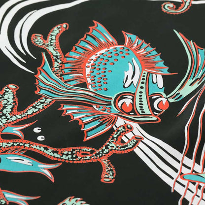 サンサーフ Lot No. SS39417 RAYON HAWAIIAN SHIRT “BUG EYED FISH” ブラック メンズ レーヨン アロハシャツ