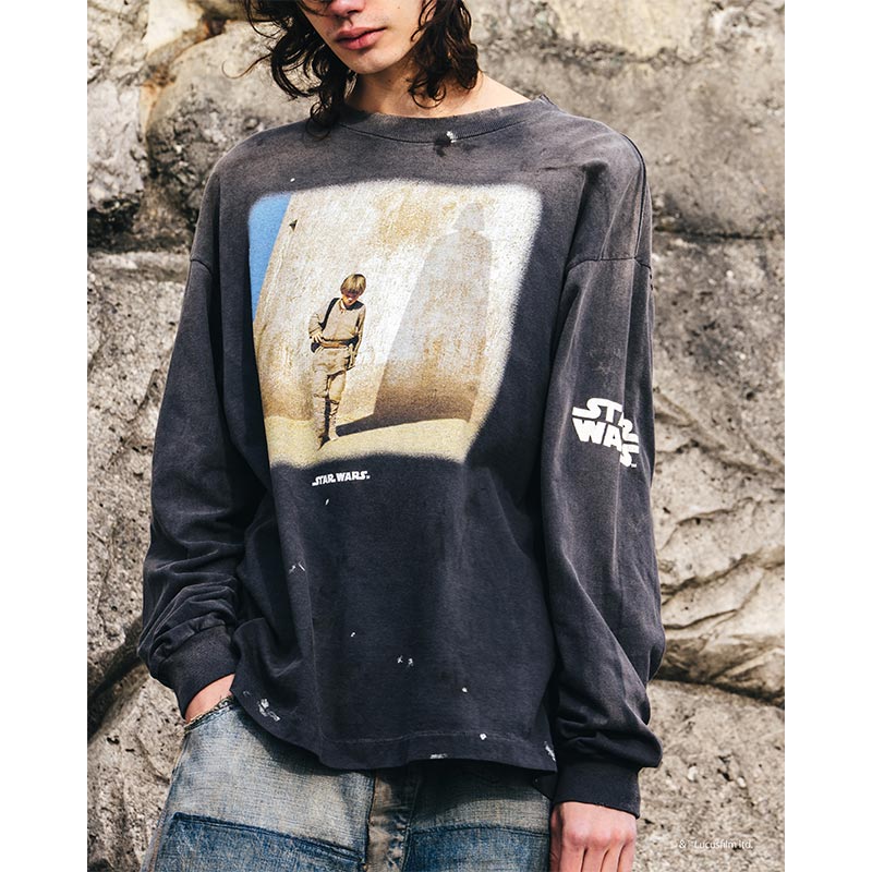 セントマイケル SM-HR8-0000-C64 DARTHVADER SW_LS TEE / BLACK メンズ 長袖 プリント Tシャツ  ロンT バックプリント スターウォーズ コラボ