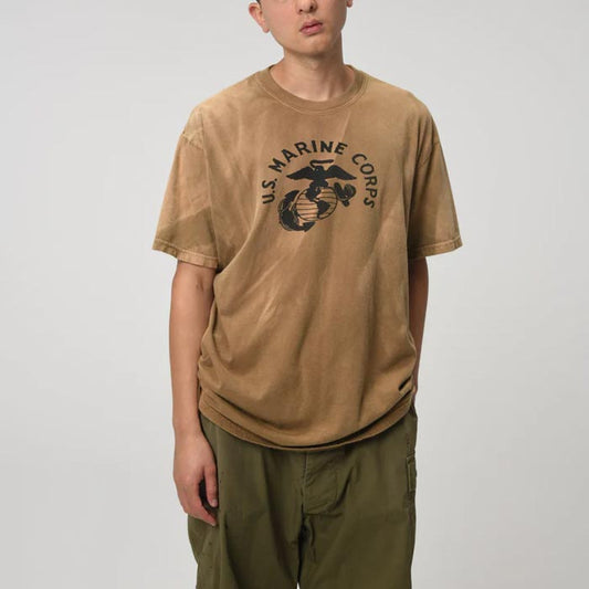 バウワウ BW241-UMT USMC TEE コヨーテ サンバーン メンズ 半袖 プリント Tシャツ カットソー ミリタリー 日焼け加工