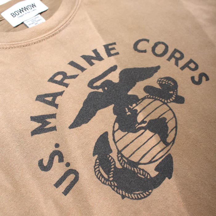 バウワウ BW241-UMT USMC TEE コヨーテ サンバーン メンズ 半袖 プリント Tシャツ カットソー ミリタリー 日焼け加工
