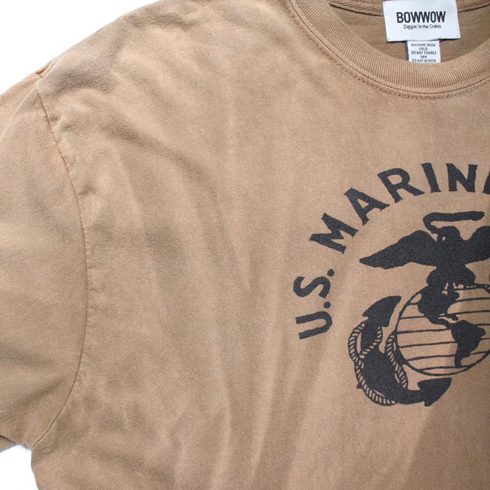 バウワウ BW241-UMT USMC TEE コヨーテ サンバーン メンズ 半袖 プリント Tシャツ カットソー ミリタリー 日焼け加工