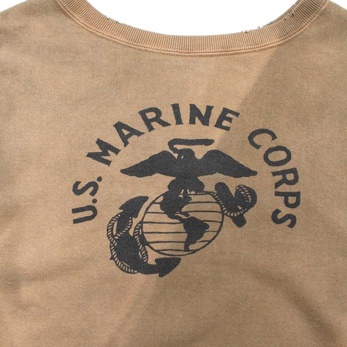 バウワウ BW241-UMSSS USMC SS SWEAT SHIRTS コヨーテ サンバーン メンズ 半袖 プリント スウェット ミリタリー 日焼け加工