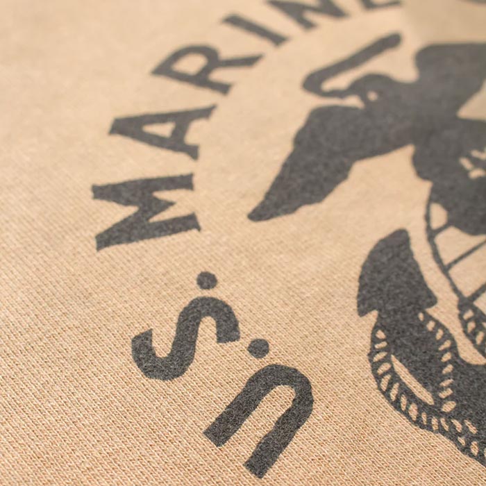 バウワウ BW241-UMSSS USMC SS SWEAT SHIRTS コヨーテ サンバーン メンズ 半袖 プリント スウェット ミリタリー 日焼け加工
