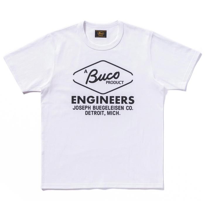 ブコ BC24003 BUCO TEE / ENGINEERS ホワイト 010 メンズ 半袖 プリント Tシャツ バインダーネック バックプリント