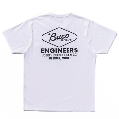 ブコ BC24003 BUCO TEE / ENGINEERS ホワイト 010 メンズ 半袖 プリント Tシャツ バインダーネック バックプリント