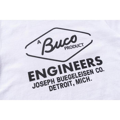 ブコ BC24003 BUCO TEE / ENGINEERS ホワイト 010 メンズ 半袖 プリント Tシャツ バインダーネック バックプリント
