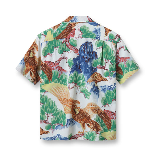Lot No. SS38807 / RAYON HAWAIIAN SHIRT “ISLAND EAGLE” BROWN
