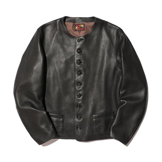 ジェラード TM03430 The 2 Monkeys Round-neck Leather Waistcoat ブラック ラウンドネック レザージャケット メンズ 牛革