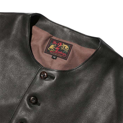 ジェラード TM03430 The 2 Monkeys Round-neck Leather Waistcoat ブラック ラウンドネック レザージャケット メンズ 牛革