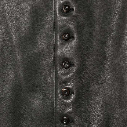 ジェラード TM03430 The 2 Monkeys Round-neck Leather Waistcoat ブラック ラウンドネック レザージャケット メンズ 牛革