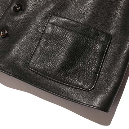 ジェラード TM03430 The 2 Monkeys Round-neck Leather Waistcoat ブラック ラウンドネック レザージャケット メンズ 牛革
