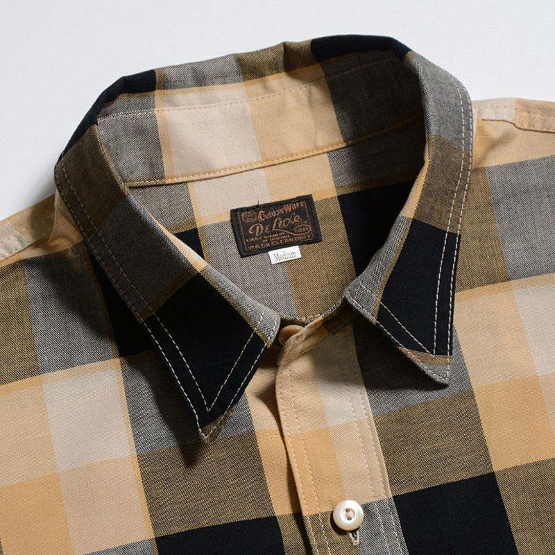 25SS デラックスウエア LV-31 50s CHECK PATTERN イエロー メンズ 長袖 チェック シャツ