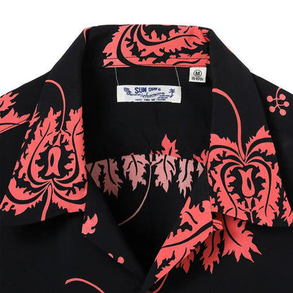 サンサーフ Lot No. SS39412 RAYON HAWAIIAN SHIRT “CORAL HIBISCUS” ブラック メンズ レーヨン アロハシャツ