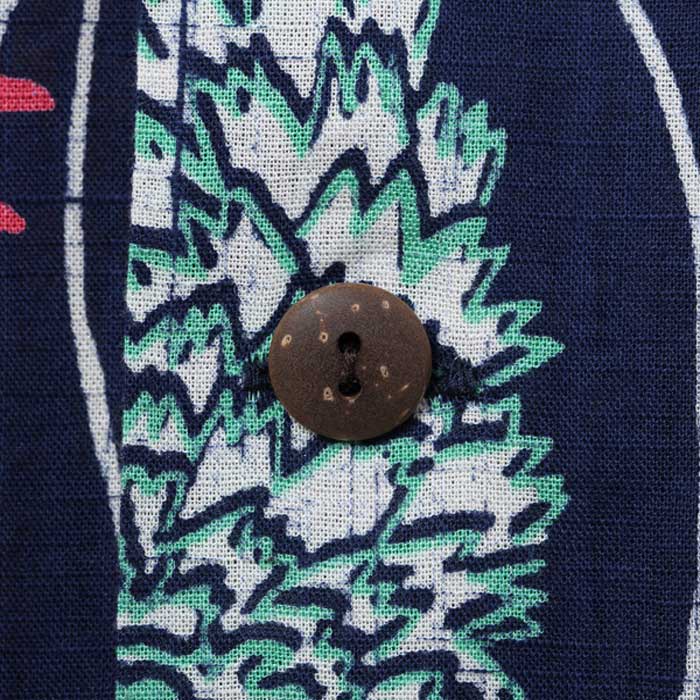 COTTON LINEN SLUBYARN OPEN SHIRTS “LEI HAWAIIAN STYLE”:NAVY