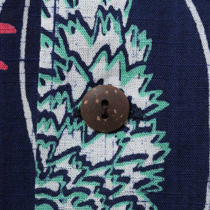 COTTON LINEN SLUBYARN OPEN SHIRTS “LEI HAWAIIAN STYLE”:NAVY