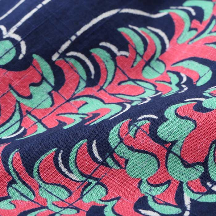COTTON LINEN SLUBYARN OPEN SHIRTS “LEI HAWAIIAN STYLE”:NAVY