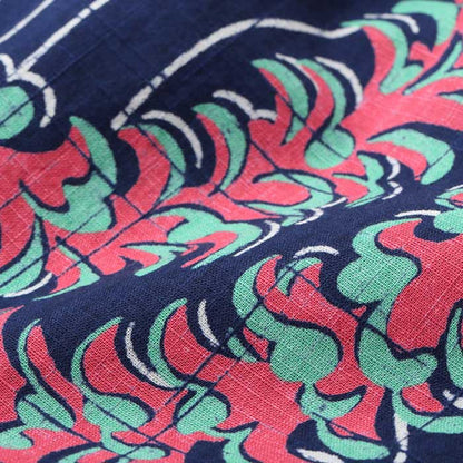 COTTON LINEN SLUBYARN OPEN SHIRTS “LEI HAWAIIAN STYLE”:NAVY