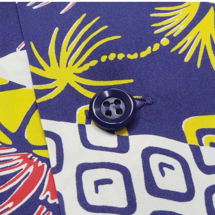 サンサーフ "HAWAIIAN PICTOGRAPH" ネイビー 半袖 レーヨン アロハシャツ