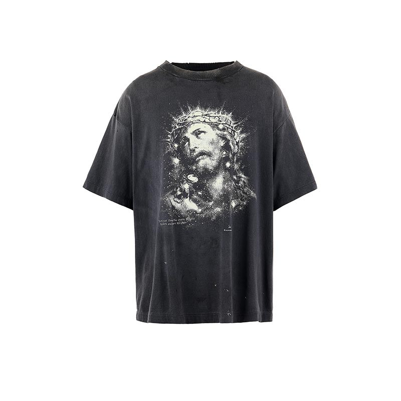 セントマイケル SM-HR8-0000-016 SS TEE / JESUS / BLACK メンズ 半袖 プリント Tシャツ