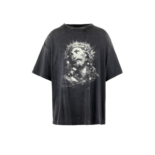 セントマイケル SM-HR8-0000-016 SS TEE / JESUS / BLACK メンズ 半袖 プリント Tシャツ