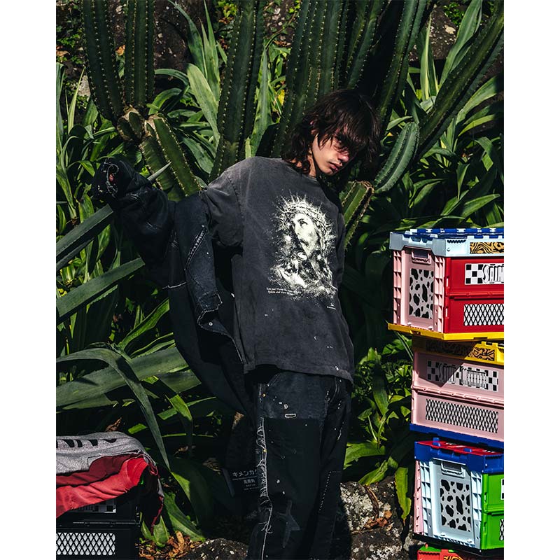 セントマイケル SM-HR8-0000-016 SS TEE / JESUS / BLACK メンズ 半袖 プリント Tシャツ