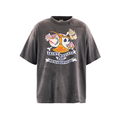 セントマイケル SM-HR8-0000-C68 STHD. SS TEE PRAY BLACK メンズ 半袖 プリント Tシャツ NEIGHBORHOOD コラボ