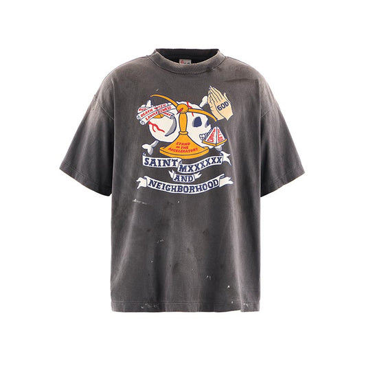 セントマイケル SM-HR8-0000-C68 STHD. SS TEE PRAY BLACK メンズ 半袖 プリント Tシャツ NEIGHBORHOOD コラボ