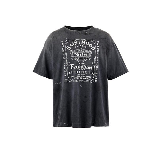 セントマイケル SM-HR8-0000-C70 STHD . SS TEE FEARLESS BLACK メンズ 半袖 プリント Tシャツ バックプリント NEIGHBORHOOD コラボ