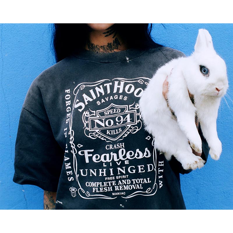セントマイケル SM-HR8-0000-C70 STHD . SS TEE FEARLESS BLACK メンズ 半袖 プリント Tシャツ バックプリント NEIGHBORHOOD コラボ